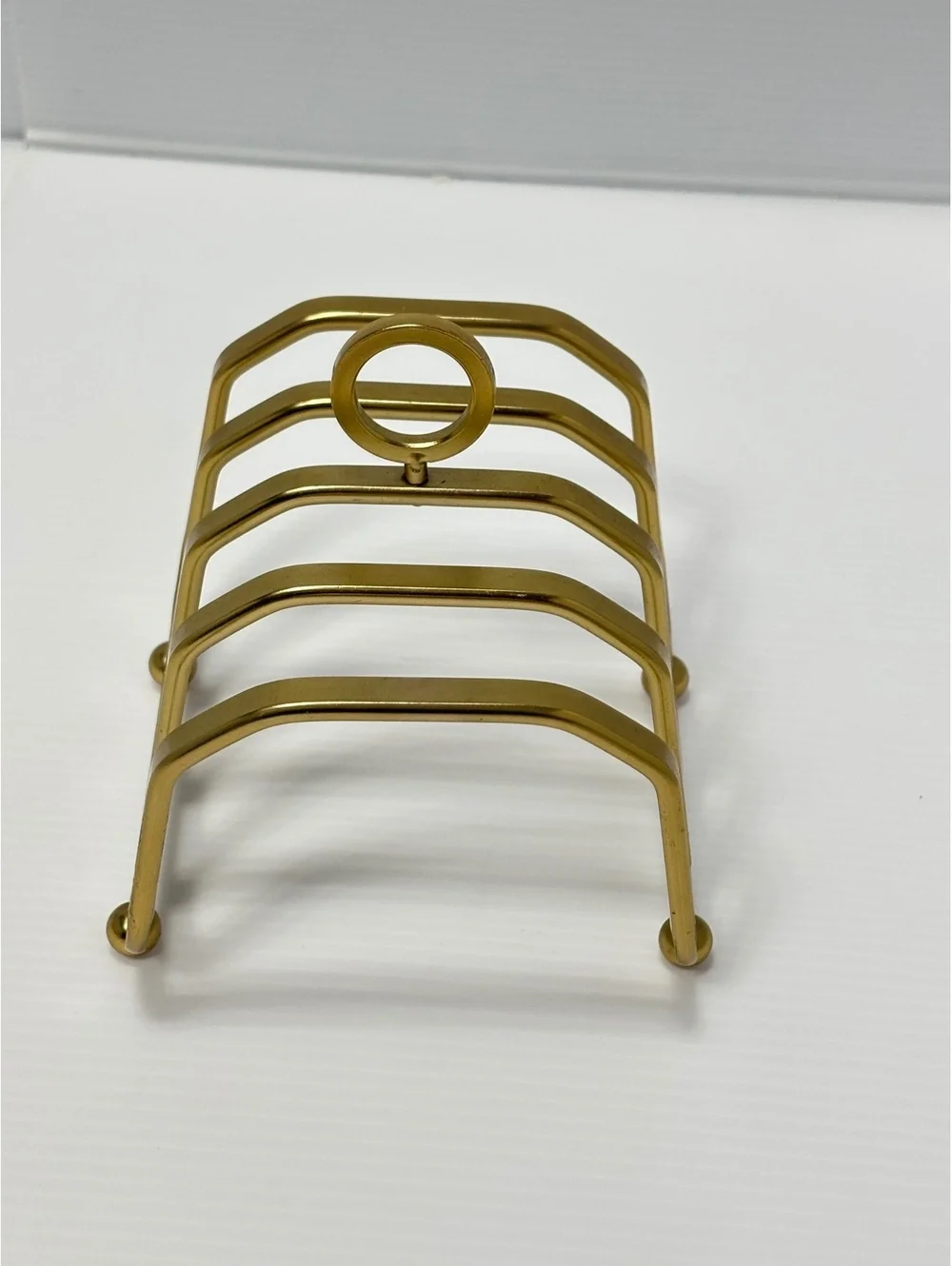 Toast Rack with Handle, 4-Slot Tableware Organizer Gold Color NEW